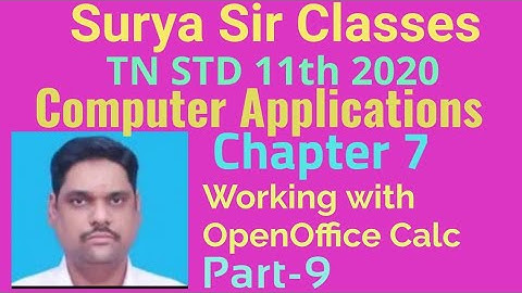 11 std Computer Applications chapter 7 Working with OpenOffice Calc part 9