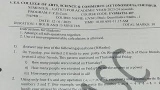 Lec1 |Basic quantitative Maths1|Fybcom sem1 nep| questionPaper Solution| VES COLLEGE CHEMBUR|Ark sir