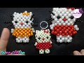 طريقة عمل ميدالية هالو كيتى التصيميم الاول  _How to Make a Hello Kitty Medal of Beads