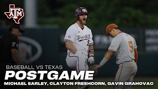 Michael Earley, Clayton Freshcorn, Gavin Grahovac: Baseball Postgame vs Texas