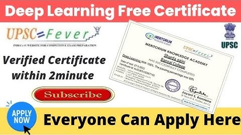 UPSC FEVER Free Deep Learning Certificate | Free Government Certificate | Free Certificate Online