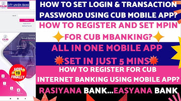 CUB Mobile Banking and Internet Banking Registration | CUB Mobile Banking | CUB Net Banking