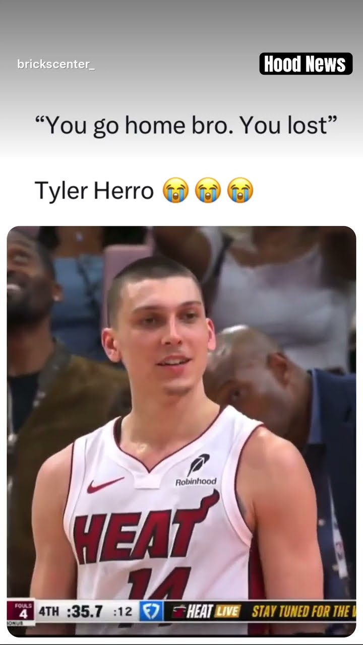 “Go home bro. You lost” #hoodnews #tylerherro #miamiheat #basketball #funny #reaction #omg #how #wow