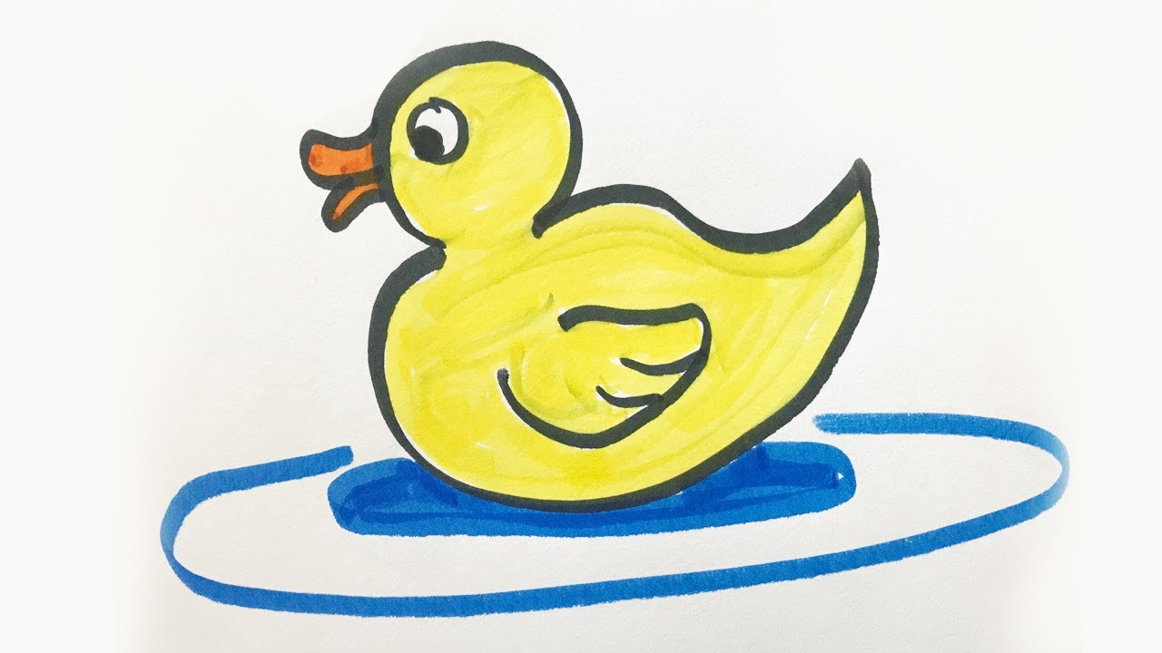 How to draw and color a Baby Duck -for kids! - YouTube