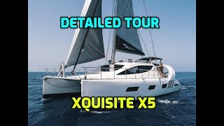 50' Xquisite X5 Catamaran.  (4K) Guided tour of all features while sailing across the Atlantic.