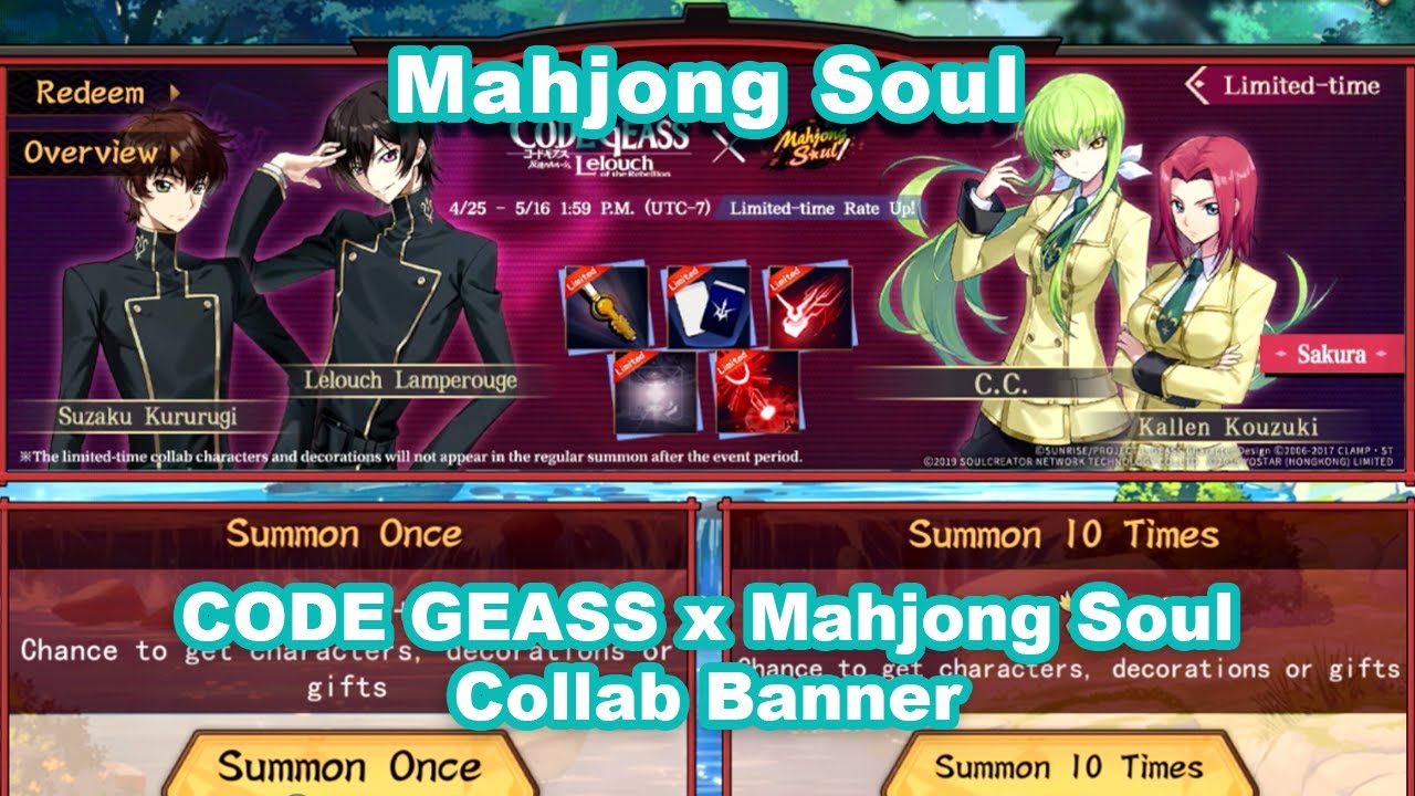 CODE GEASS Lelouch of the Rebellion X Mahjong Soul Collab - All