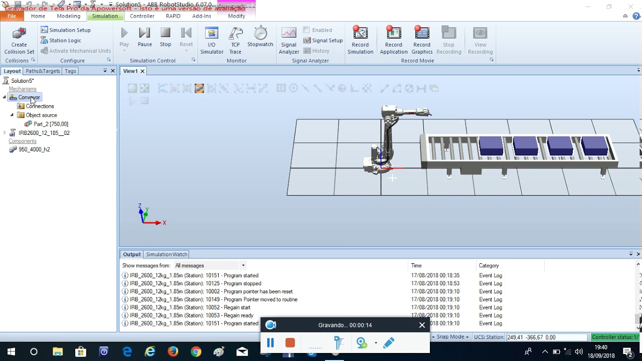 RobotStudio Aula 5 AjustandoObjetonaEsteira - YouTube