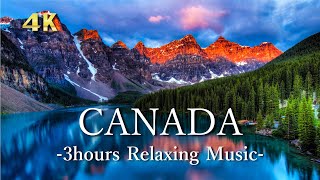 カナダの美しい森と湖と山が織りなす大自然【4K癒し風景】お家で旅行｜リラックスピアノ音楽｜睡眠用・作業用