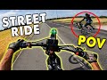 Electric bikes pov streets  wheelies