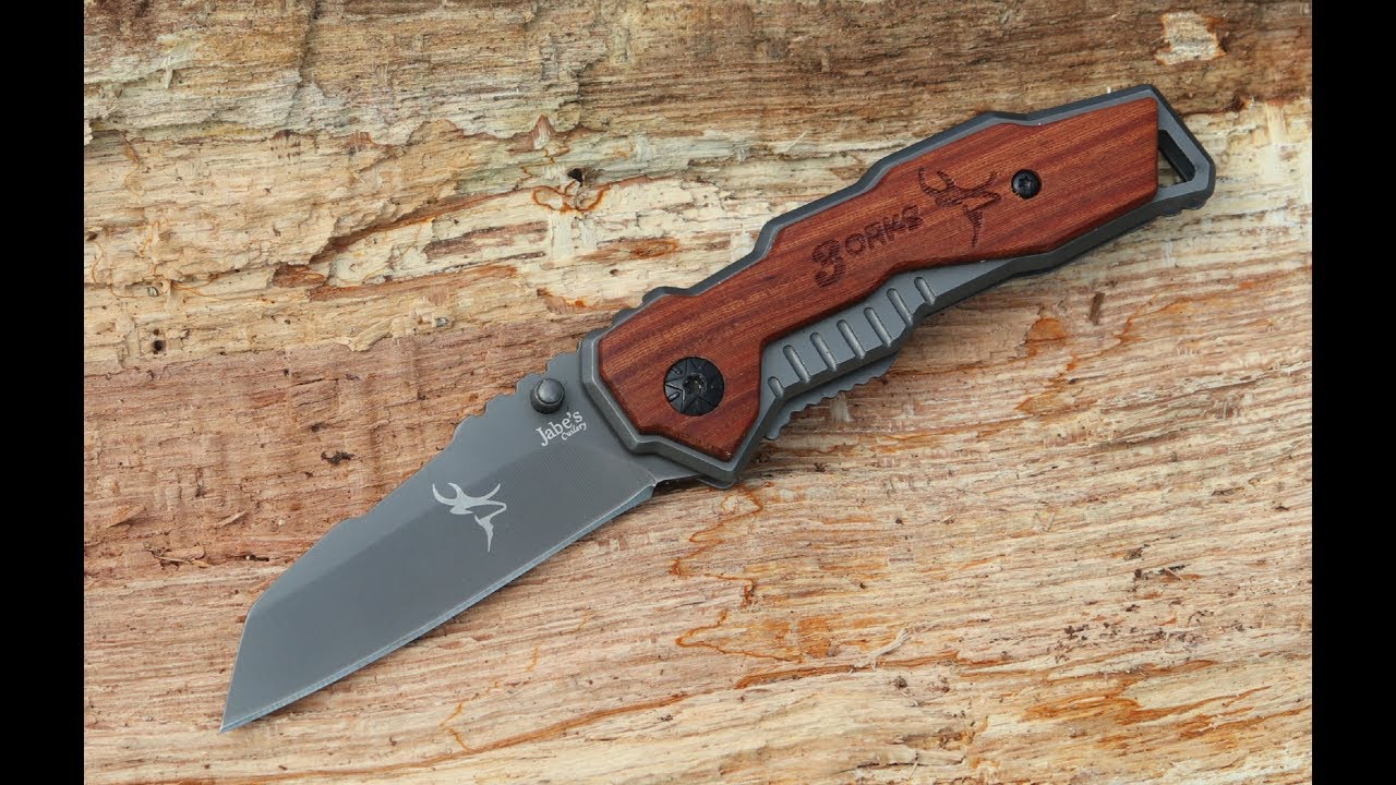 Wooden Handle Rigid Thumb Stud Pocket Knife Review YouTube