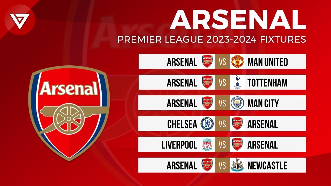 ARSENAL FULL FIXTURES/SCHEDULE IN PREMIER LEAGUE 2023/2024 