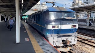 【停止信号により臨時停車！】JR貨物EF210形300番台329号機＋タキ19B（両）が大宮駅6番線を発車するシーン（3090レ・新A219・石油返空） 2022.10.4〜ジョイント音若干良〜