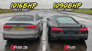 STREET KINGS.. TWIN TURBO 1090HP R8 vs 1016HP FULLY BUILT RS3!