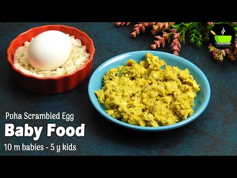 Scrambled Egg Poha for Babies Toddlers & Kids 10 m - 5 years |  Baby Food | Egg Recipes for Babies | She Cooks