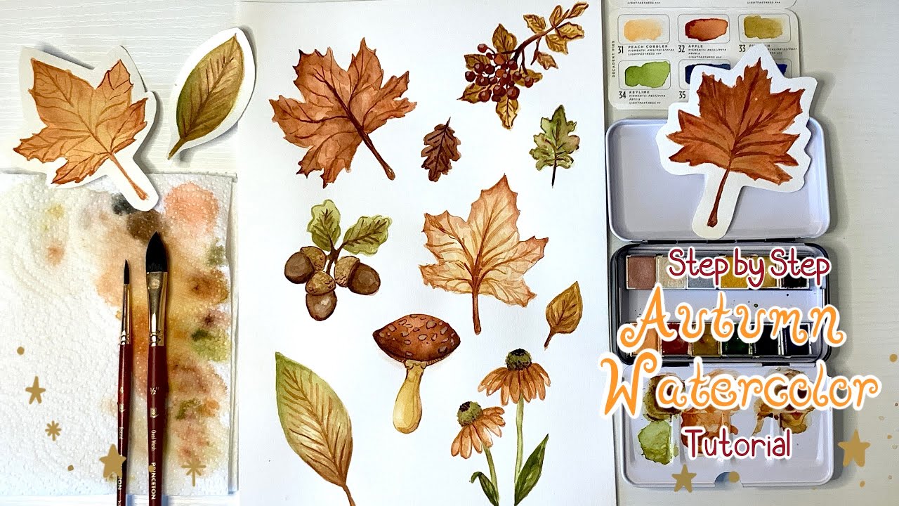 Autumn Watercolor Painting / Beginner Friendly Paint Along Tutorial / Step by Step Watercolors