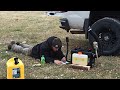 Truck bed camping with a diesel heater