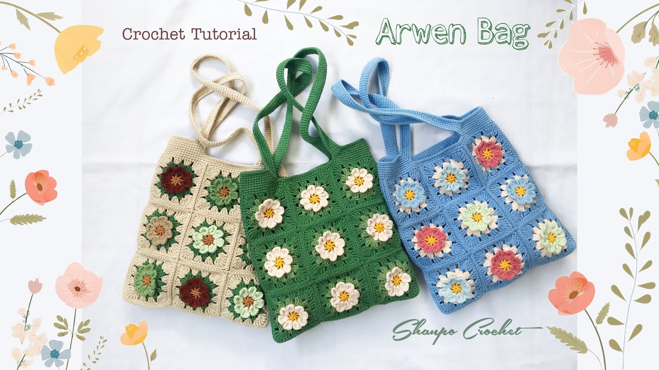 Crochet Floating Flower Arwen Bag Tutorial - Crochet Floating Flower Arwen Bag Tutorial - Shanpo ...