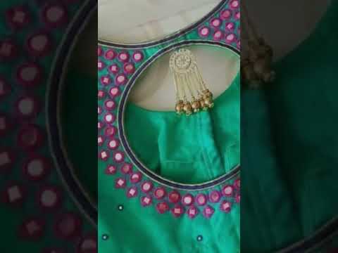 new-mirror-work-blouse-designs|-unique-blouse-back-design|-blouse-cutting-and-in-stitching|blouse