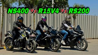 PULSAR NS 400z vs R15V4 vs RS200 | Detail Comparison | Best Bikes Under 2.5 Lakh | First on Youtube😍