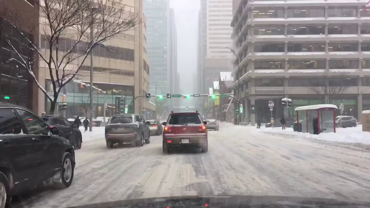 Calgary downtown driving during a snow storm YouTube