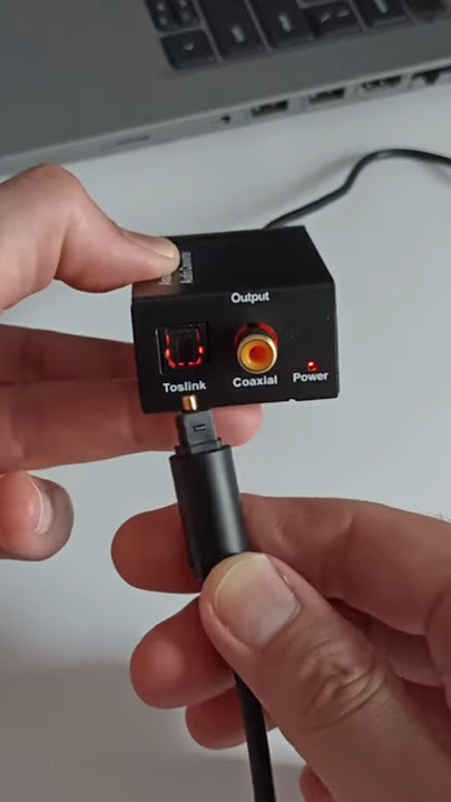 Plug SPDIF Toslink optical audio cable into converter to connect to Dell laptop headset port #shorts