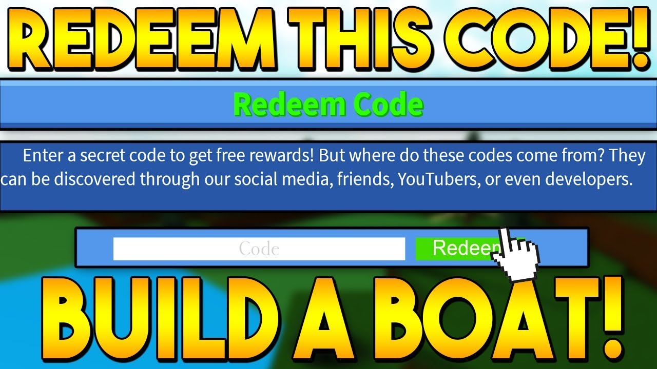 Redeem This Code Before Its Gone Build A Boat For Treasure Roblox - codes for roblox build a boat 2019 april