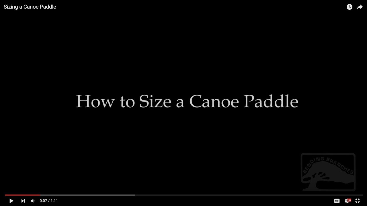 Bending Branches Paddle Size Chart