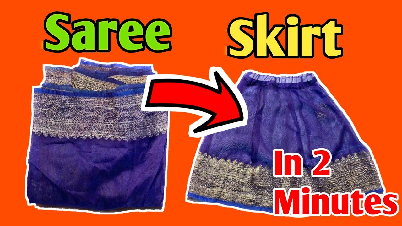 DIY Convert Old Saree Into Skirt In 2 Minutes Saree Se Skirt Kaise
