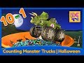 Counting monster trucks  halloween edition  learn to count backwards from 101 for kids