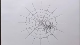 How to draw Spider web || easy drawing for beginners