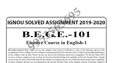 BEGE-101 Solved Assignment 2019-20