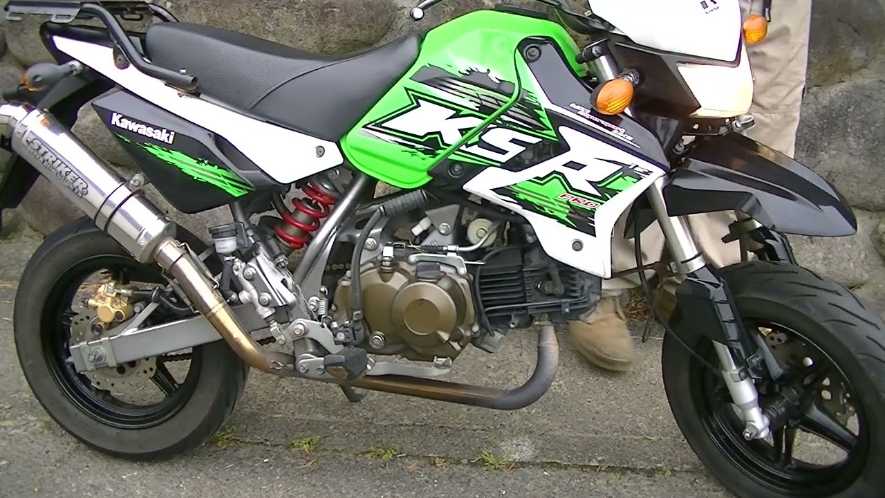 KAWASAKI KSR110E/PRO 横出しストライカーマフラー エンジン始動動画