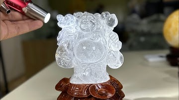 Tượng Di Lặc Đá Thạch Anh Trắng Tự Nhiên Chất Pha Lê Vip Dáng Đứng