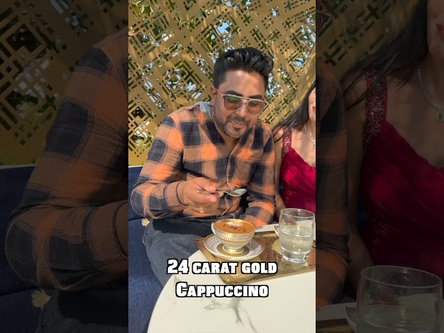 24 carat gold coffee…Finally tasted it!!🤮🤑24carat #umalounge #burjalrarab #uae#abhasingh#gaganpratap class=