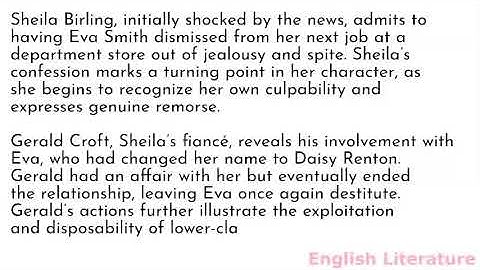 Summary and analysis of An Inspector Calls by J B  Priestley