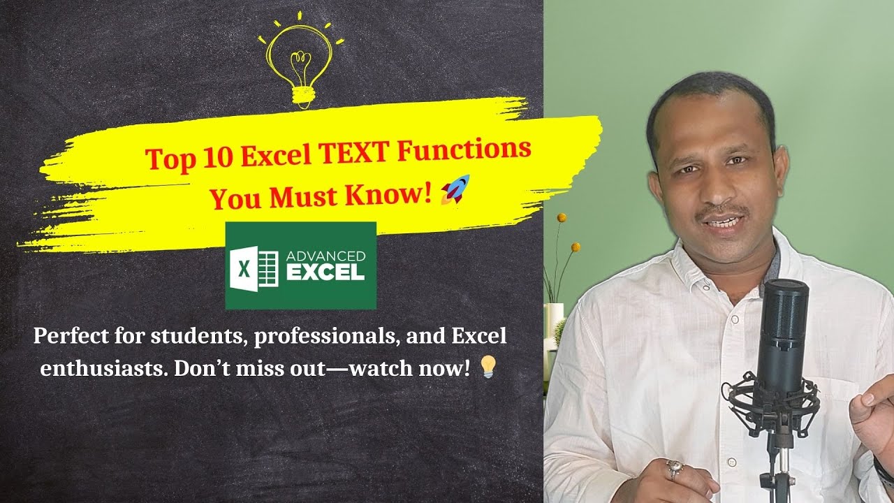 Top 10 Excel TEXT Functions You Must Know | Excel for beginners - YouTube