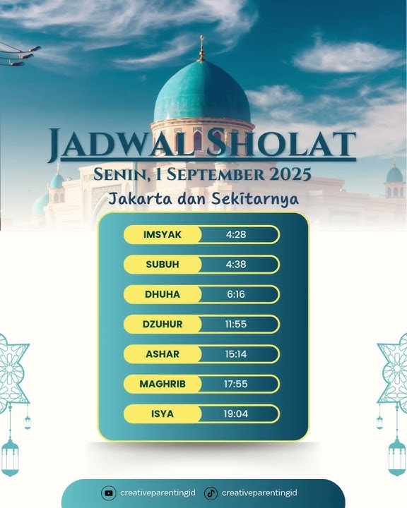 Download lagu Jadwal Sholat 1 September 2025 Wilayah Jakarta dan Sekitarnya