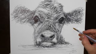 how to draw a baby cow amazing drawing with a bic