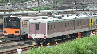 【東急電鉄へ譲渡】マニ50 2186（ゆうマニ）甲種輸送・受け渡し作業 長津田駅にて【TOQ-iと連結】