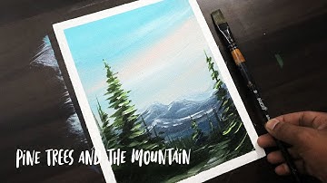 How to Paint a Pine Trees / Quick Easy Technique for Beginners / DEMO Art / ASMR