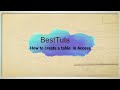 How To Create A Database and A Table In Access