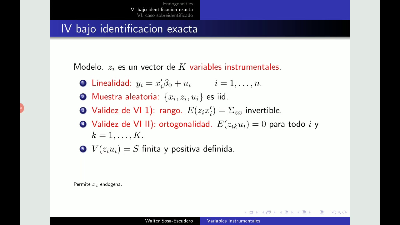 Variables instrumentales bajo identificacion exacta - YouTube