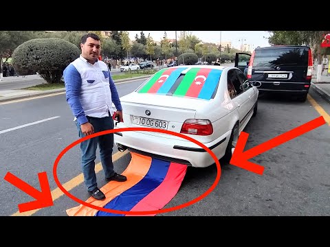 ermeni bayrağı ayaqlar altında - BMW sürücüsündən Cəsur addım