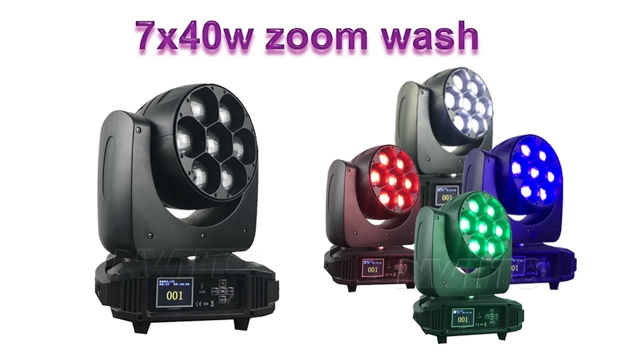 Projecteur Moving Head Dreamland – Yeux D'abeille 7x40W LED – Zoom Wash RGBW – 350W