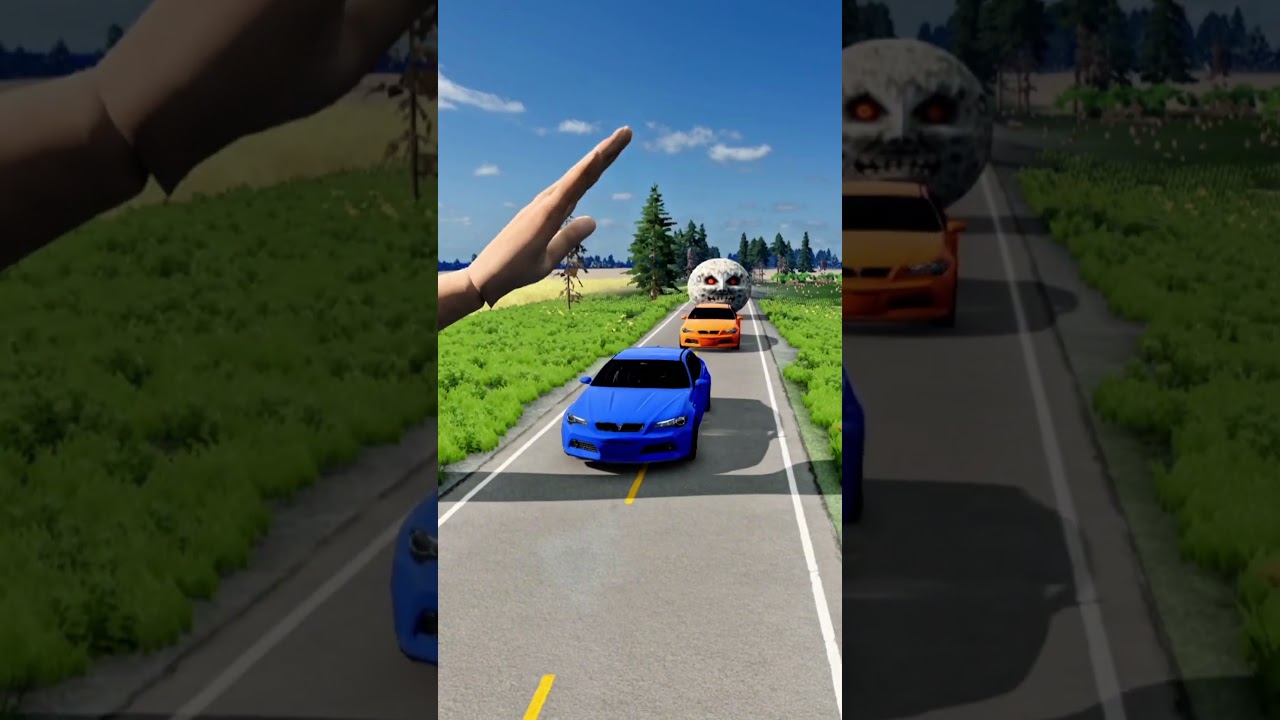 motorcycle & Cars Vs Giant Hand Slap - BeamNG.drive