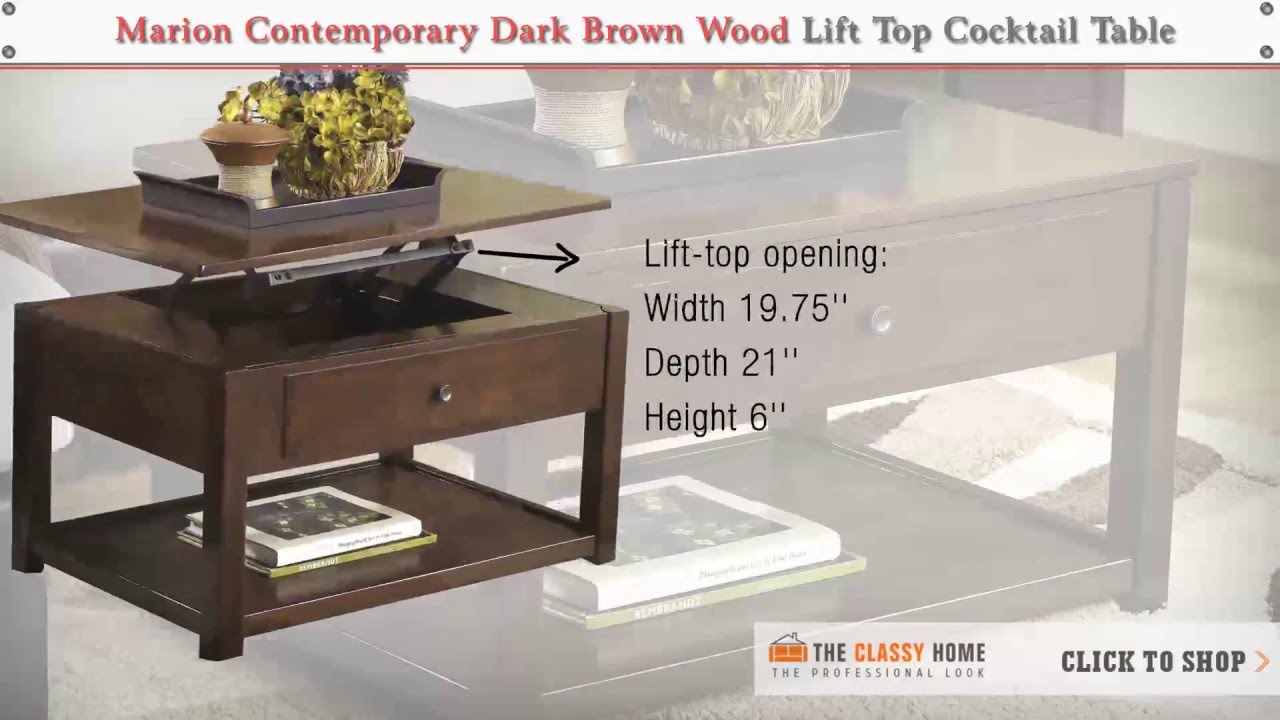 Ashley Marion Contemporary Dark Brown Wood Lift Top Tail Table Ashley Marion Contemporary Dark Brown Wood Lift Top Tail Table