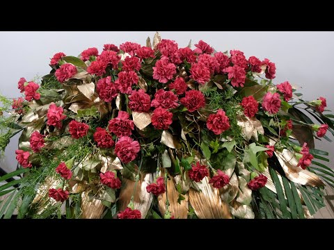DIY double-one sided casket spray with carnations