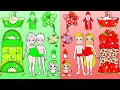 Paper Dolls Dress Up - Red vs Green Challenge Adorable Sister Handmade Quiet Book - Barbie New Home