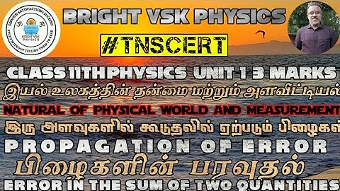 11 PHYSICS | UNIT–1 | 1.6.4 | PROPAGATION OF ERROR | ERROR IN THE SUM OF TWO QUANTITIES