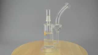 CUSTOM CREATIONS - RATCHET BUBBLER RECYCLER W/ 14MM MALE JOINT, DOME & SLIDE - 50MM